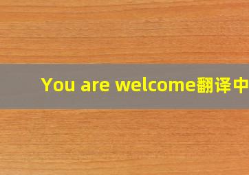 You are welcome翻译中文